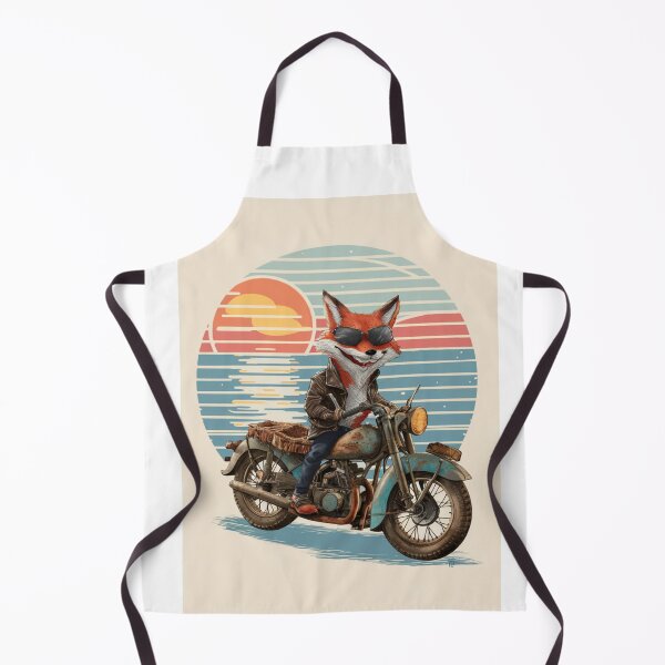 Aperçu de l'œuvre Coucher de soleil vintage avec un renard merdique sur une moto créée et vendue par Colorful-Garden.
