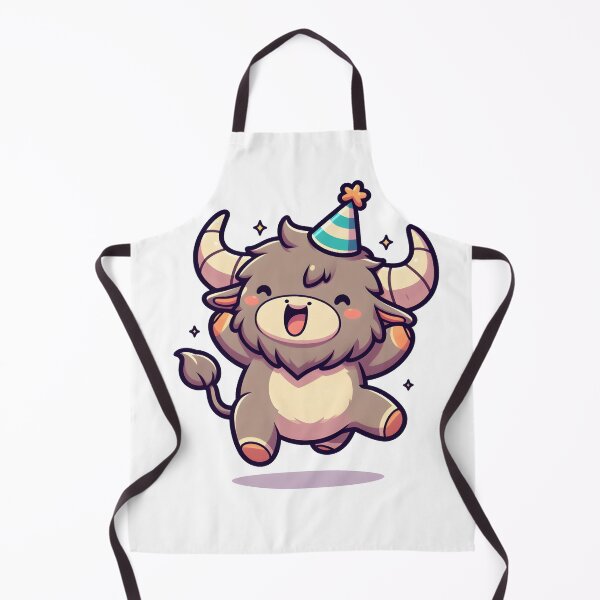 Item preview, Kawaii Delightful Minotaur With Party Hat Jumping With Joy designed and sold by CanvasCutie.