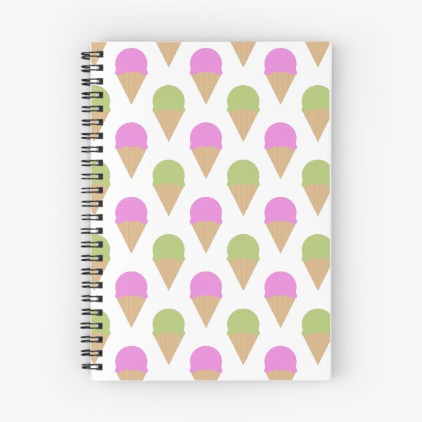 Item preview, Green and pink ice creams in waffle cones pattern on white background  designed and sold by artbyganga.