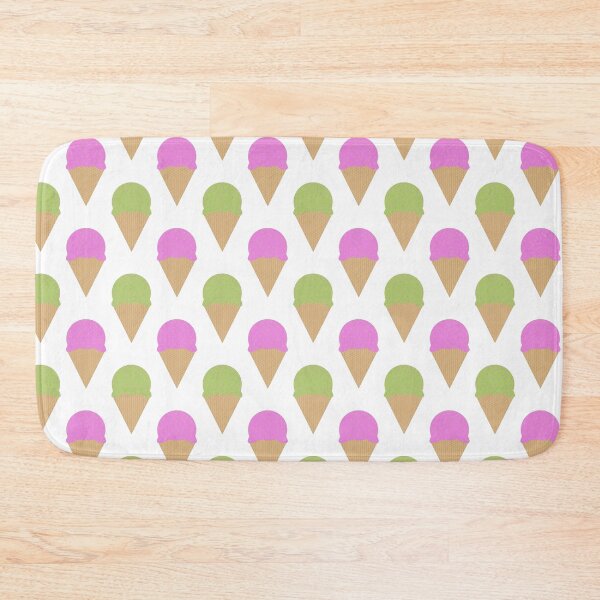 Item preview, Green and pink ice creams in waffle cones pattern on white background  designed and sold by artbyganga.