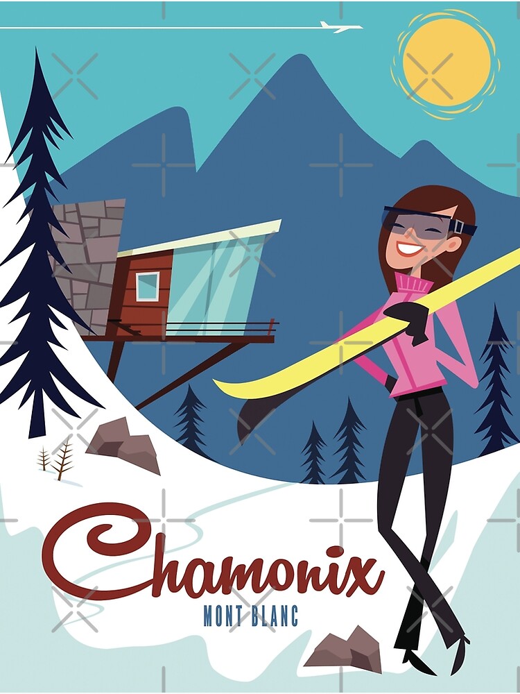 Disover Chamonix Mont Blanc Travel poster Premium Matte Vertical Poster