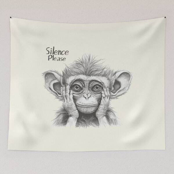 Item preview, Silence Please - Pensive Monkey Art designed and sold by RuyaFab.