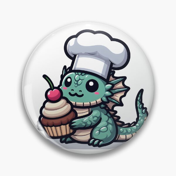 Item preview, Kawaii Bashful Basilisk With A Chef'S Hat designed and sold by CanvasCutie.