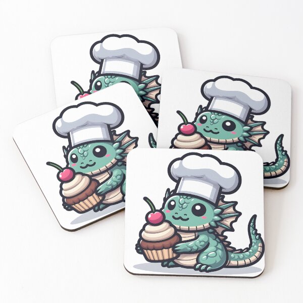 Item preview, Kawaii Bashful Basilisk With A Chef'S Hat designed and sold by CanvasCutie.