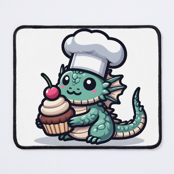 Item preview, Kawaii Bashful Basilisk With A Chef'S Hat designed and sold by CanvasCutie.
