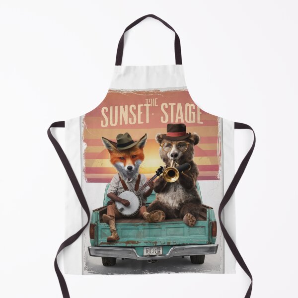 Item preview, Vintage Sunset Stage,Fox and Bear on Music designed and sold by Colorful-Garden.