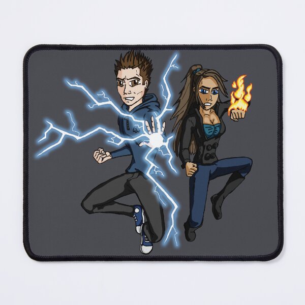 Item preview, Superhero Characters Electric Boy & Pyro Girl designed and sold by SpaceAlienTees.