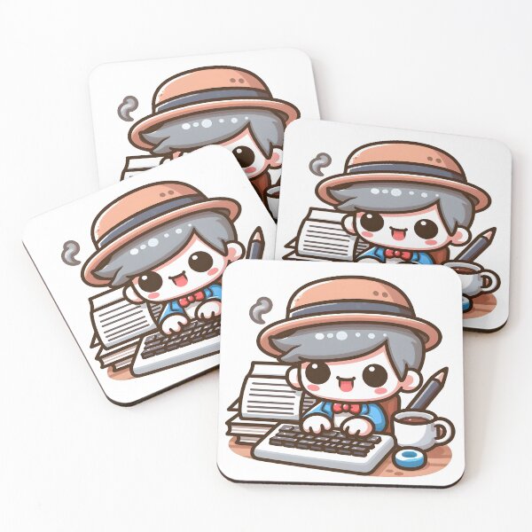 Item preview, Kawaii Writer With Coffee Mug designed and sold by CanvasCutie.