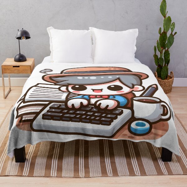 Item preview, Kawaii Writer With Coffee Mug designed and sold by CanvasCutie.