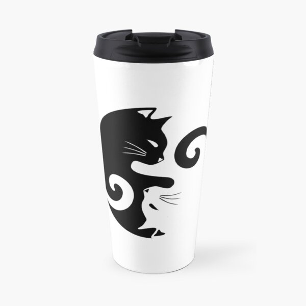 Ying Yang Cats - Black & White Travel Coffee Mug