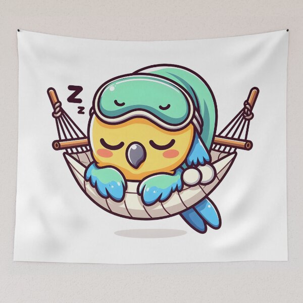 Item preview, Kawaii Parrot With Sleep Mask designed and sold by CanvasCutie.