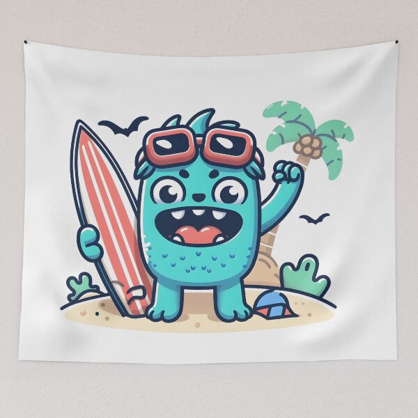 Item preview, Kawaii Monster: Surfboard designed and sold by CanvasCutie.