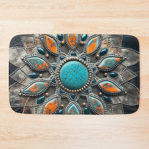 Item preview, Mandala in black leather and turquoise jewelry designed and sold by Fantasyplus.