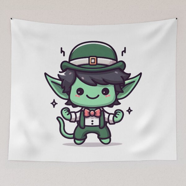 Item preview, Kawaii Grinning Goblin With Wearing A Bow Tie designed and sold by CanvasCutie.