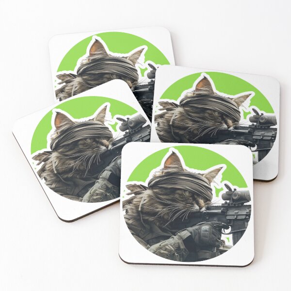 Item preview, Badass & CUTE Military Tactical Taby Cat Sticker/Pin Green designed and sold by airsoft-red.