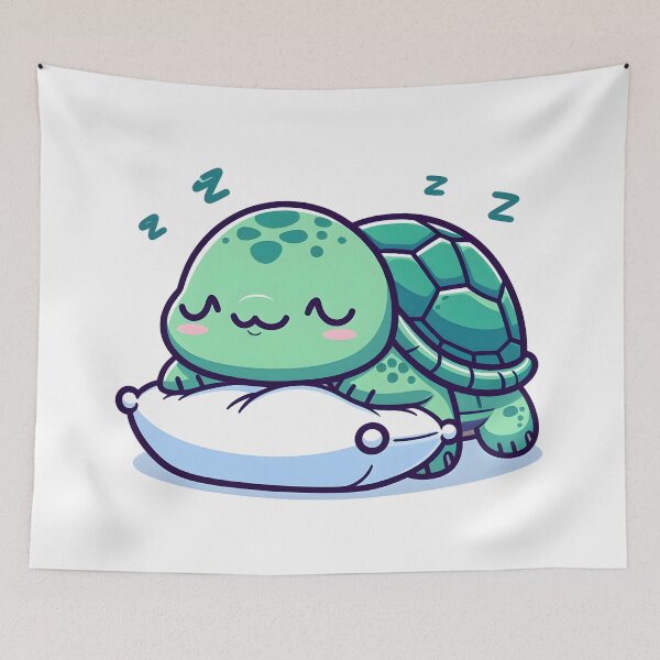Item preview, Kawaii Turtle With Pillow designed and sold by CanvasCutie.