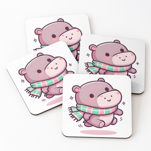 Item preview, Kawaii Hippo With Scarf designed and sold by CanvasCutie.