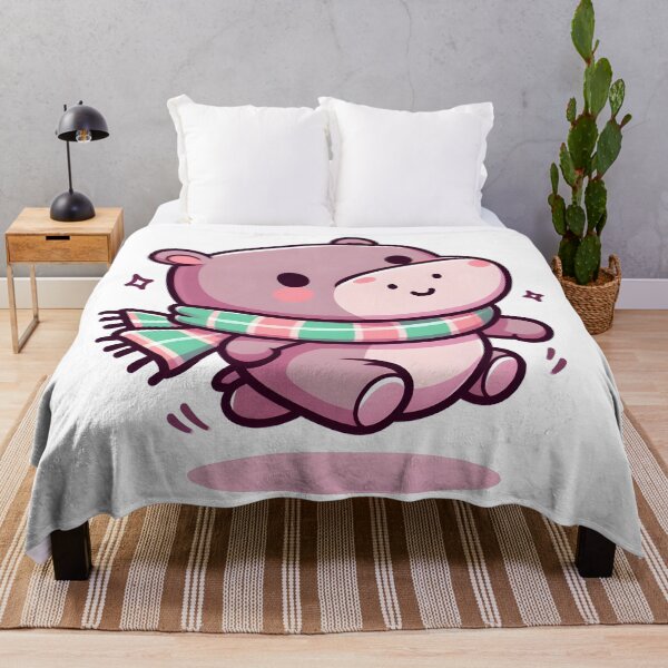 Item preview, Kawaii Hippo With Scarf designed and sold by CanvasCutie.