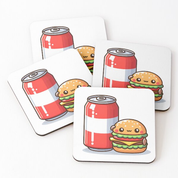 Item preview, Kawaii Burger Leaning On Soda Can designed and sold by CanvasCutie.