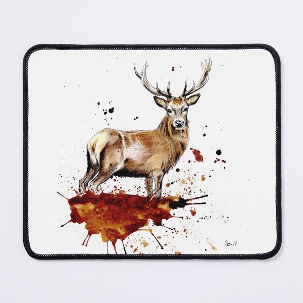 Item preview, Inky red deer, red deer, watercolour print designed and sold by karenflanart.