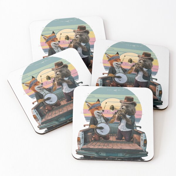 Item preview, Vintage Sunset Stage,Fox and Bear on Music designed and sold by Colorful-Garden.