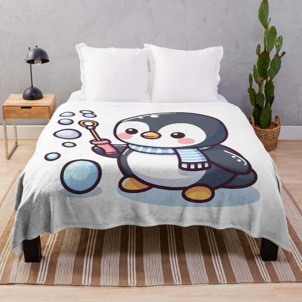 Item preview, Kawaii Penguin With Bubble Wand designed and sold by CanvasCutie.