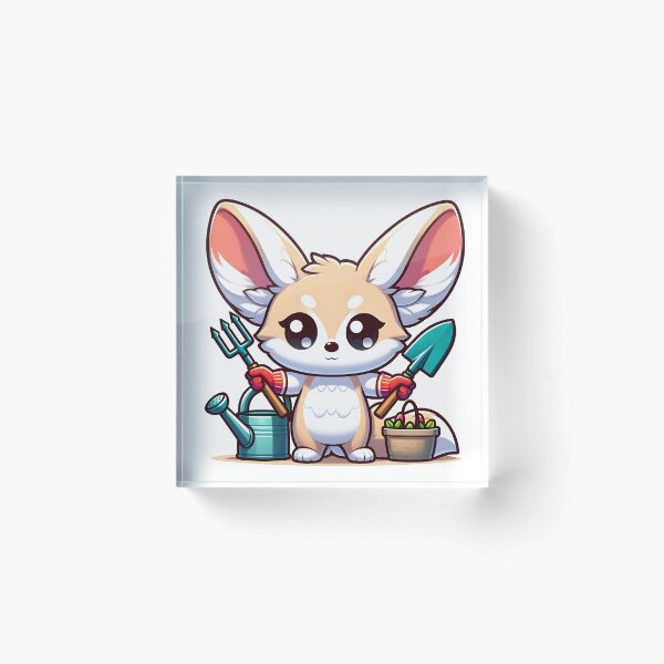 Item preview, Kawaii Fennec With Gardening Gloves designed and sold by CanvasCutie.