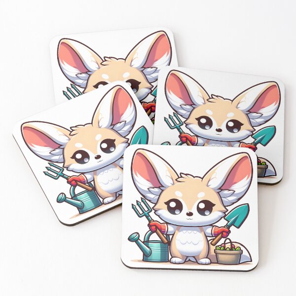 Item preview, Kawaii Fennec With Gardening Gloves designed and sold by CanvasCutie.