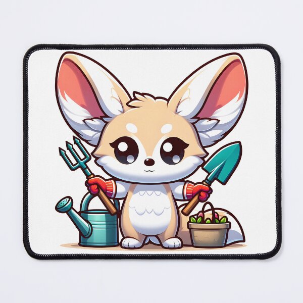 Item preview, Kawaii Fennec With Gardening Gloves designed and sold by CanvasCutie.