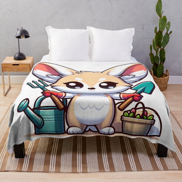 Item preview, Kawaii Fennec With Gardening Gloves designed and sold by CanvasCutie.