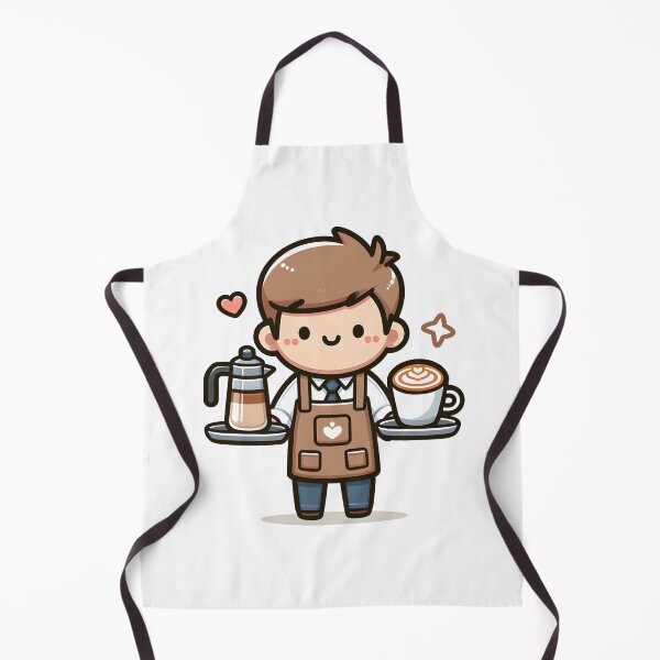 Item preview, Kawaii Barista With A Latte Art Apron designed and sold by CanvasCutie.
