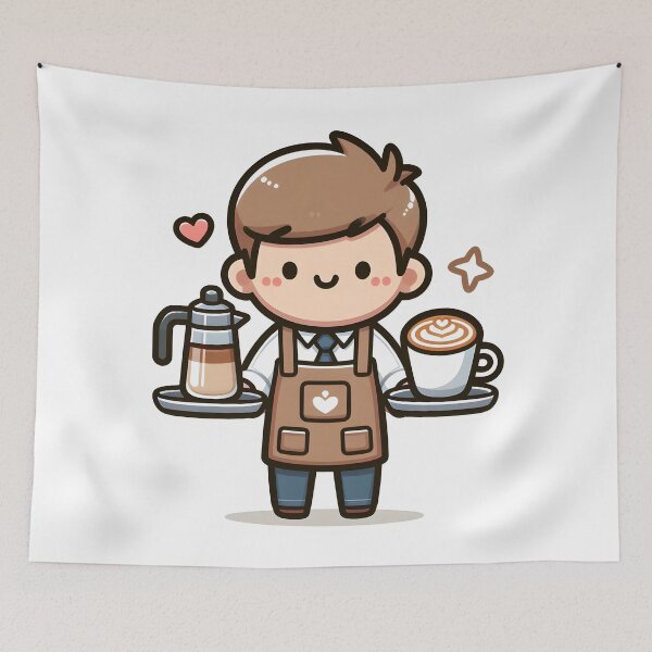 Item preview, Kawaii Barista With A Latte Art Apron designed and sold by CanvasCutie.