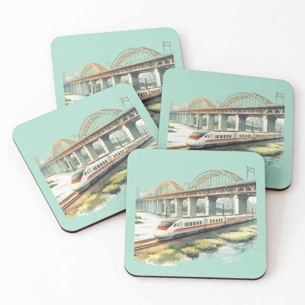 Item preview, High-Speed Train Sketch Over Scenic River Bridge ,  designed and sold by PaintMeWorld.
