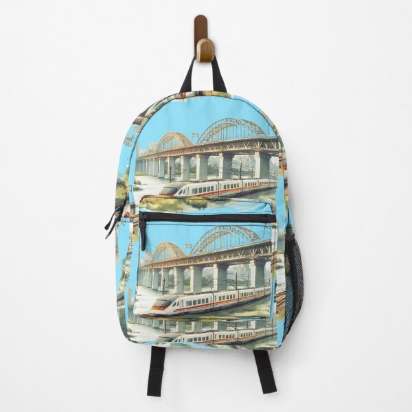 Item preview, High-Speed Train Sketch Over Scenic River Bridge , designed and sold by PaintMeWorld.