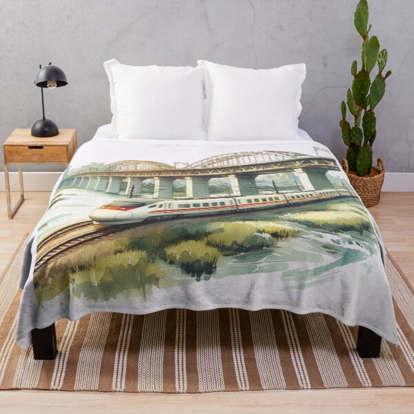 Item preview, High-Speed Train Sketch Over Scenic River Bridge , designed and sold by PaintMeWorld.
