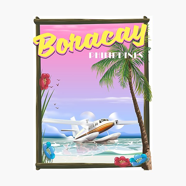 Boracay Philippines beach travel poster Photographic Print