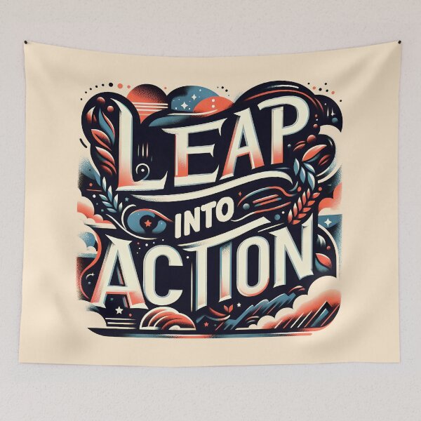 Item preview, Leap into action, typography designed and sold by maxmaj.