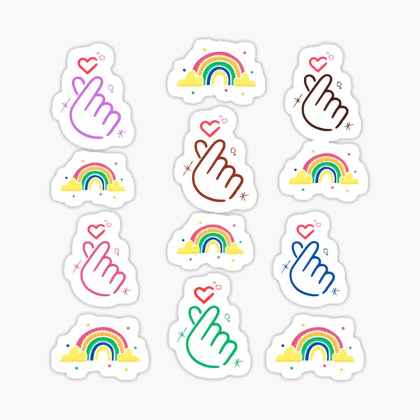 Vista previa del artículo con la obra «Corazones de dedos coloridos con arco iris», diseñado y vendido por Creativeworld03.
