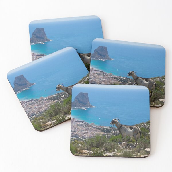 Item preview, Mountain goat looks at Calpe and the Mediterranean Sea designed and sold by Adriana Mueller.