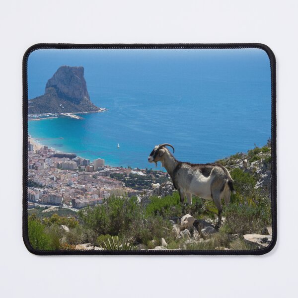 Item preview, Mountain goat looks at Calpe and the Mediterranean Sea designed and sold by Adriana Mueller.