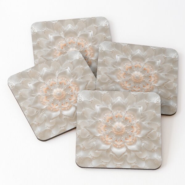Item preview, 3D satin mandala, white and peach fuzz designed and sold by Fantasyplus.