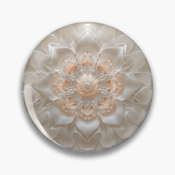 Aperçu de l'œuvre Mandala de satin en 3D, blanc et peach fuzz créée et vendue par Fantasyplus.