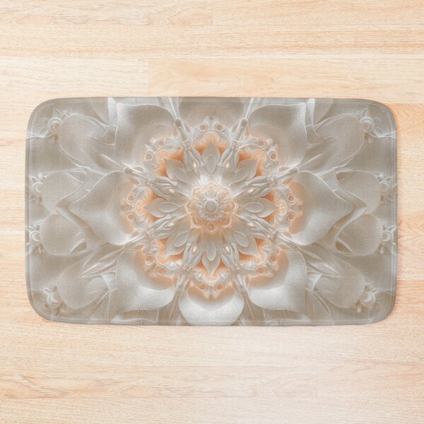 Item preview, 3D satin mandala, white and peach fuzz designed and sold by Fantasyplus.