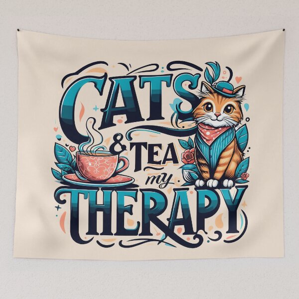 Item preview, Cute Tea Cat, typography, PUN designed and sold by maxmaj.