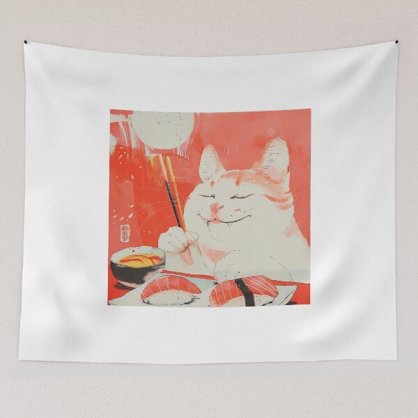 Aperçu de l'œuvre Chat Sushi, Chat Sashimi, Chats Mignons, Sushi, Chaton Drôle, Chat Kawaii créée et vendue par CreativeArts-S.