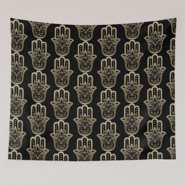Item preview, Hamsa Lotus Flower - Golden Hand of Fatima designed and sold by MellowGroove.