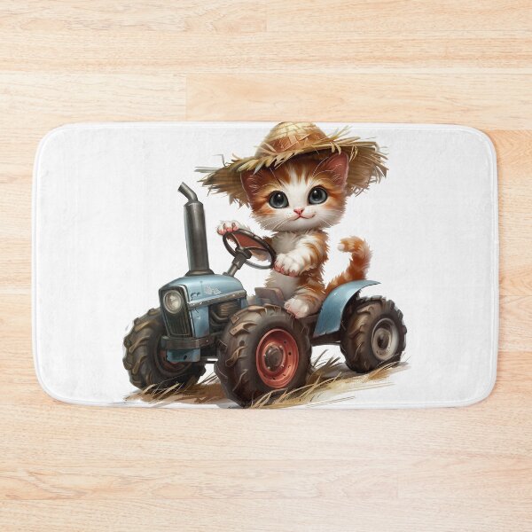 Item preview, Farmer Kitten on a Blue Tractor designed and sold by lawsonlee.