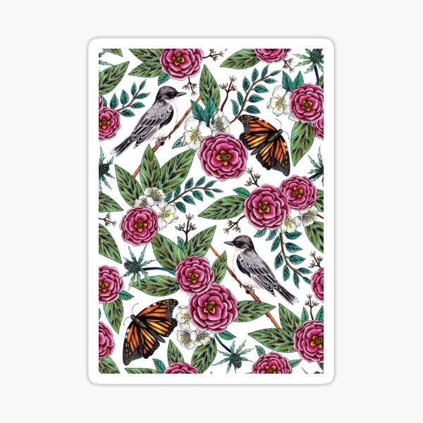 Item preview, Vögel & Schmetterlinge - Pink & Green Floral / Botanical / Natur-inspirierte Muster designed and sold by somecallmebeth.