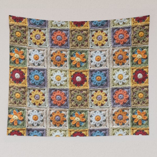 Item preview, Crochet flower granny square designed and sold by NuttyCottage.