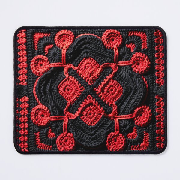 Item preview, Black and red crochet granny square designed and sold by NuttyCottage.